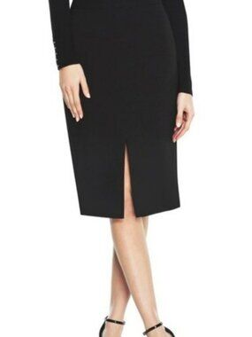 WHBM Black Front Slit Pencil Skirt Size 6
